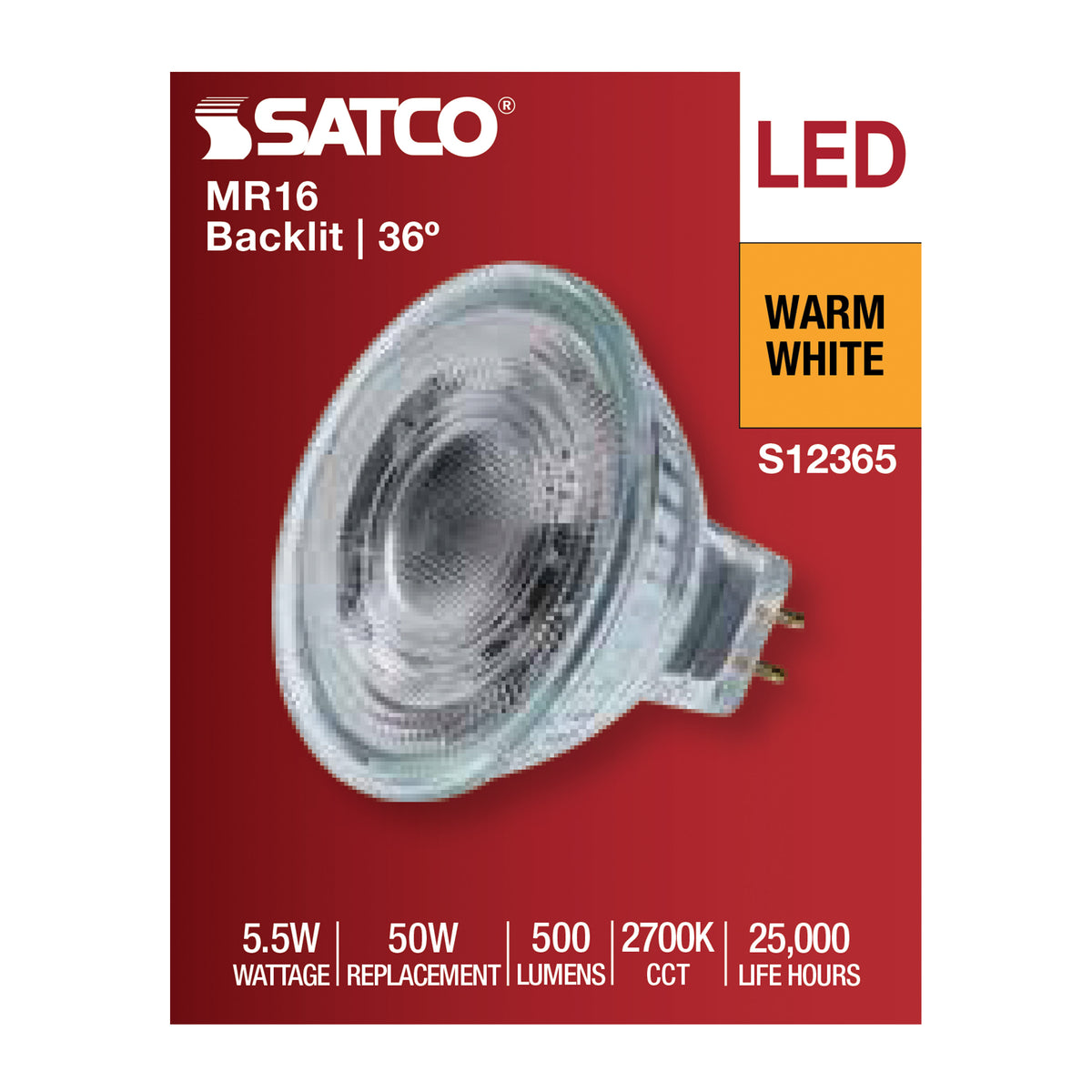 5.5 Watt MR16 LED Floodlight - 2700K CCT - GU5.3 Base - 12 Volt