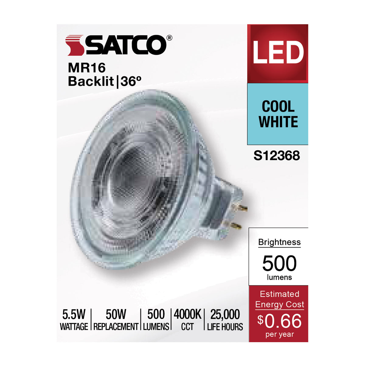 5.5 Watt MR16 LED Floodlight - 4000K CCT - GU5.3 Base - 12 Volt