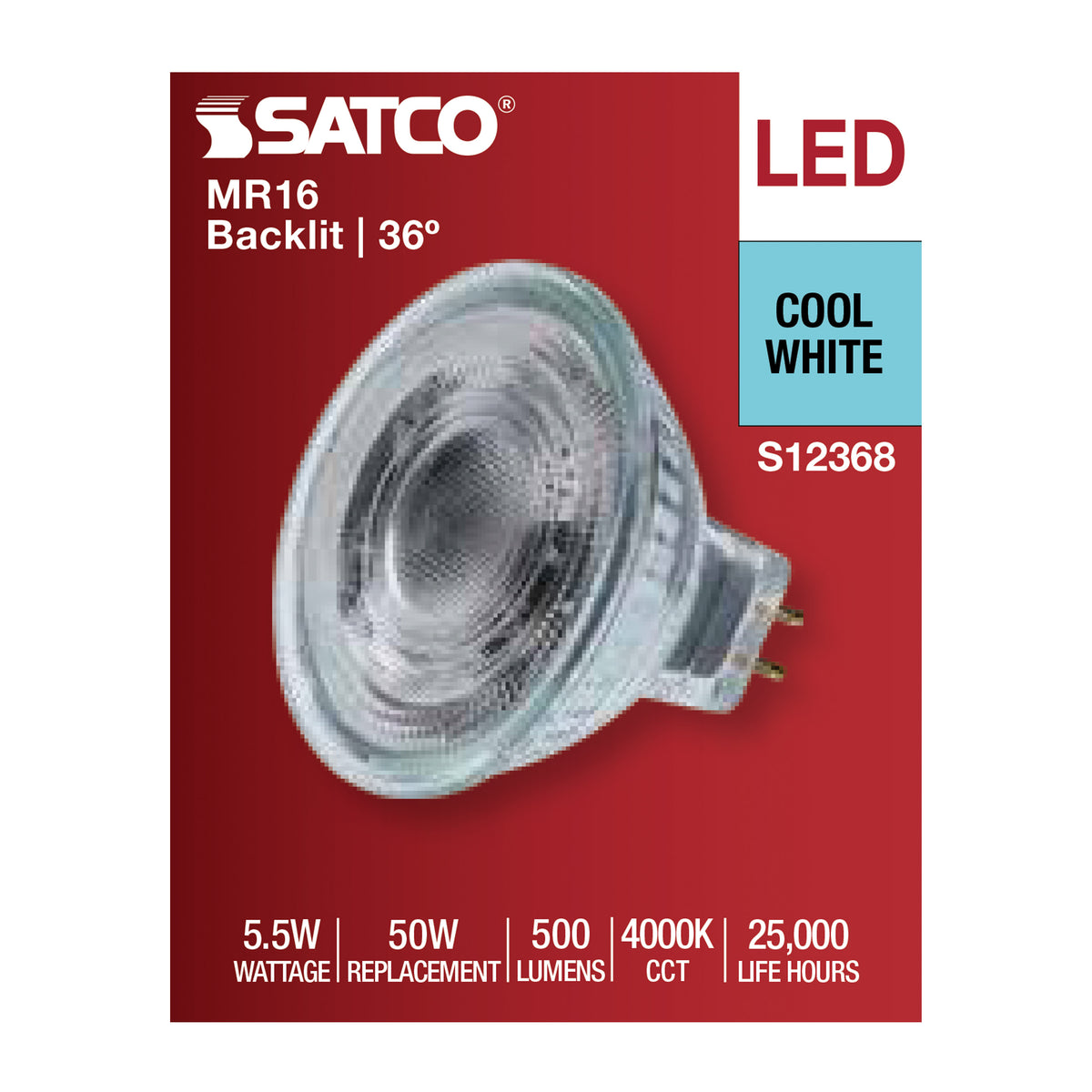 5.5 Watt MR16 LED Floodlight - 4000K CCT - GU5.3 Base - 12 Volt