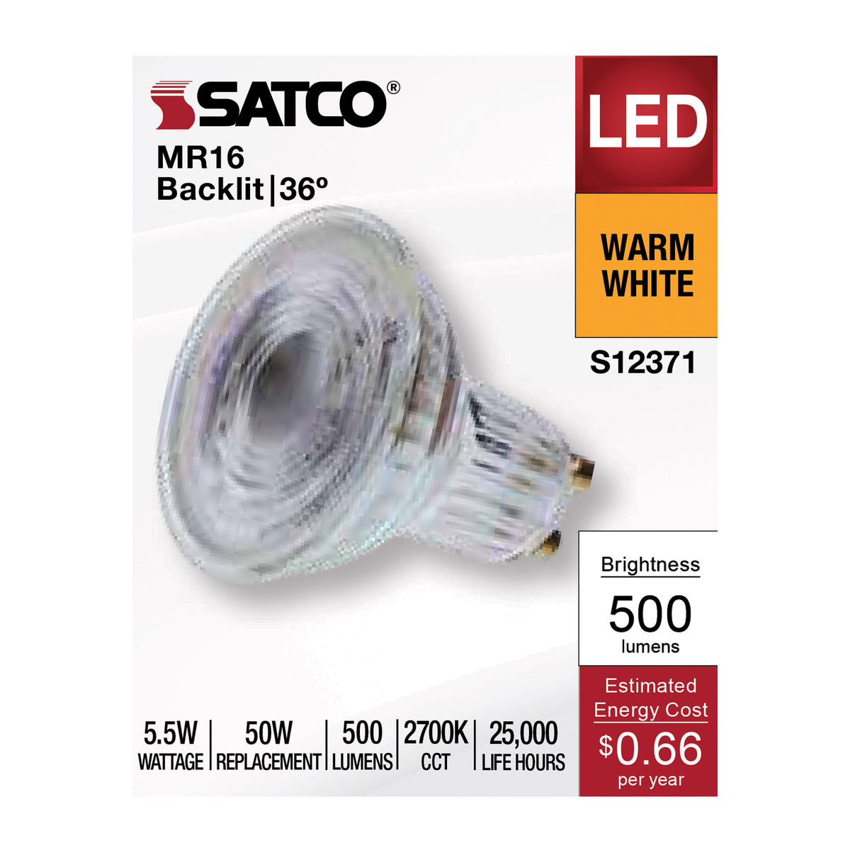 5.5 Watt MR16 LED Floodlight - 2700K CCT - GU10 Base - 120 Volt