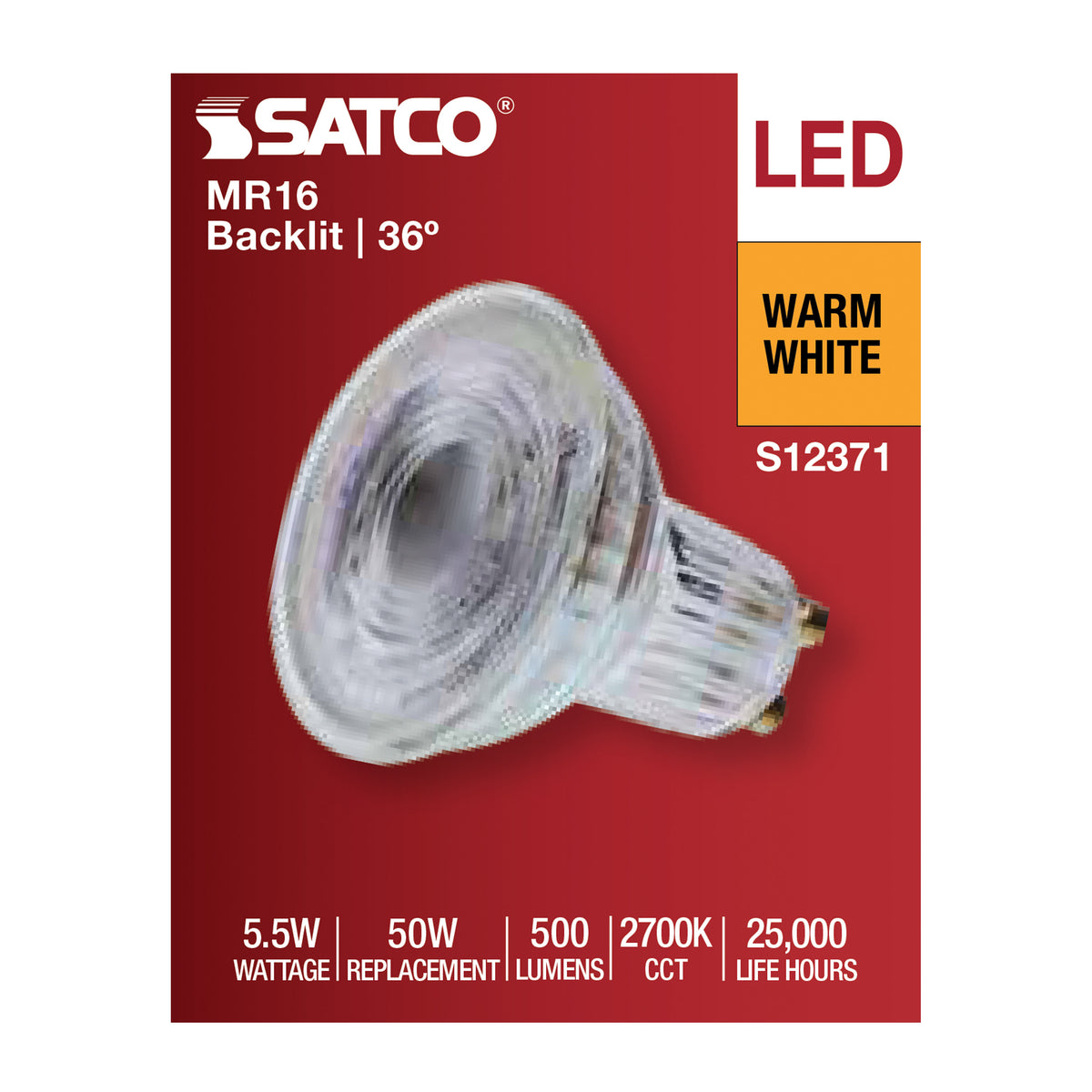5.5 Watt MR16 LED Floodlight - 2700K CCT - GU10 Base - 120 Volt