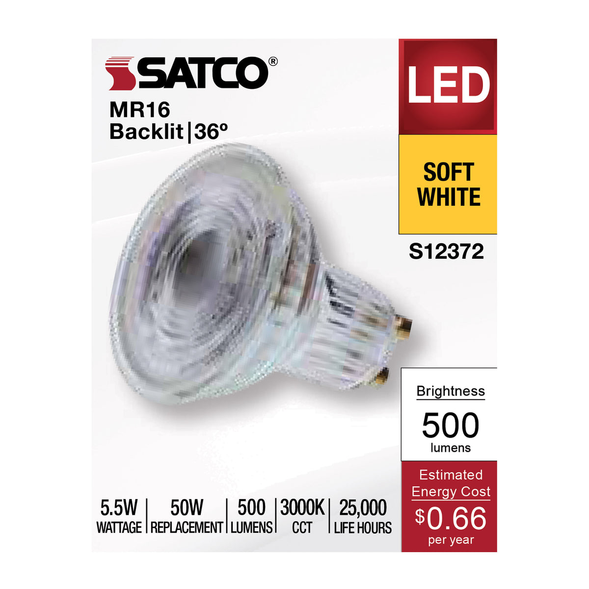 5.5 Watt MR16 LED Floodlight - 3000K CCT - GU10 Base - 120 Volt
