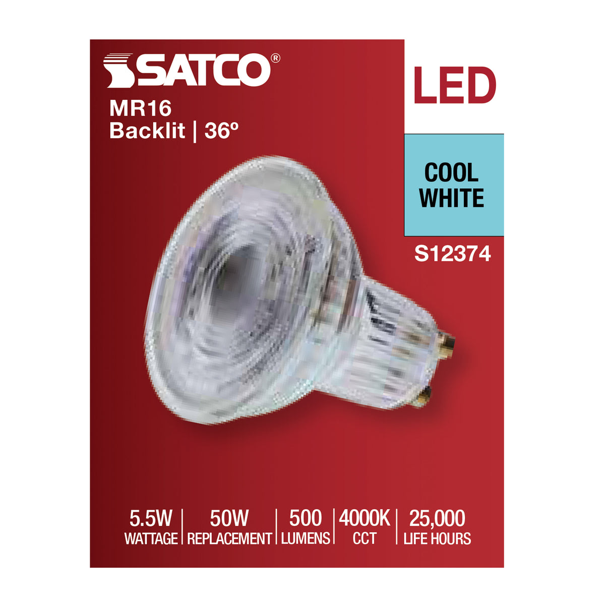 5.5 Watt MR16 LED Floodlight - 4000K CCT - GU10 Base - 120 Volt