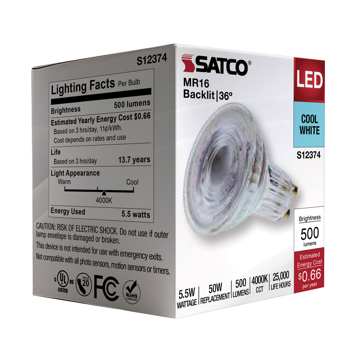5.5 Watt MR16 LED Floodlight - 4000K CCT - GU10 Base - 120 Volt