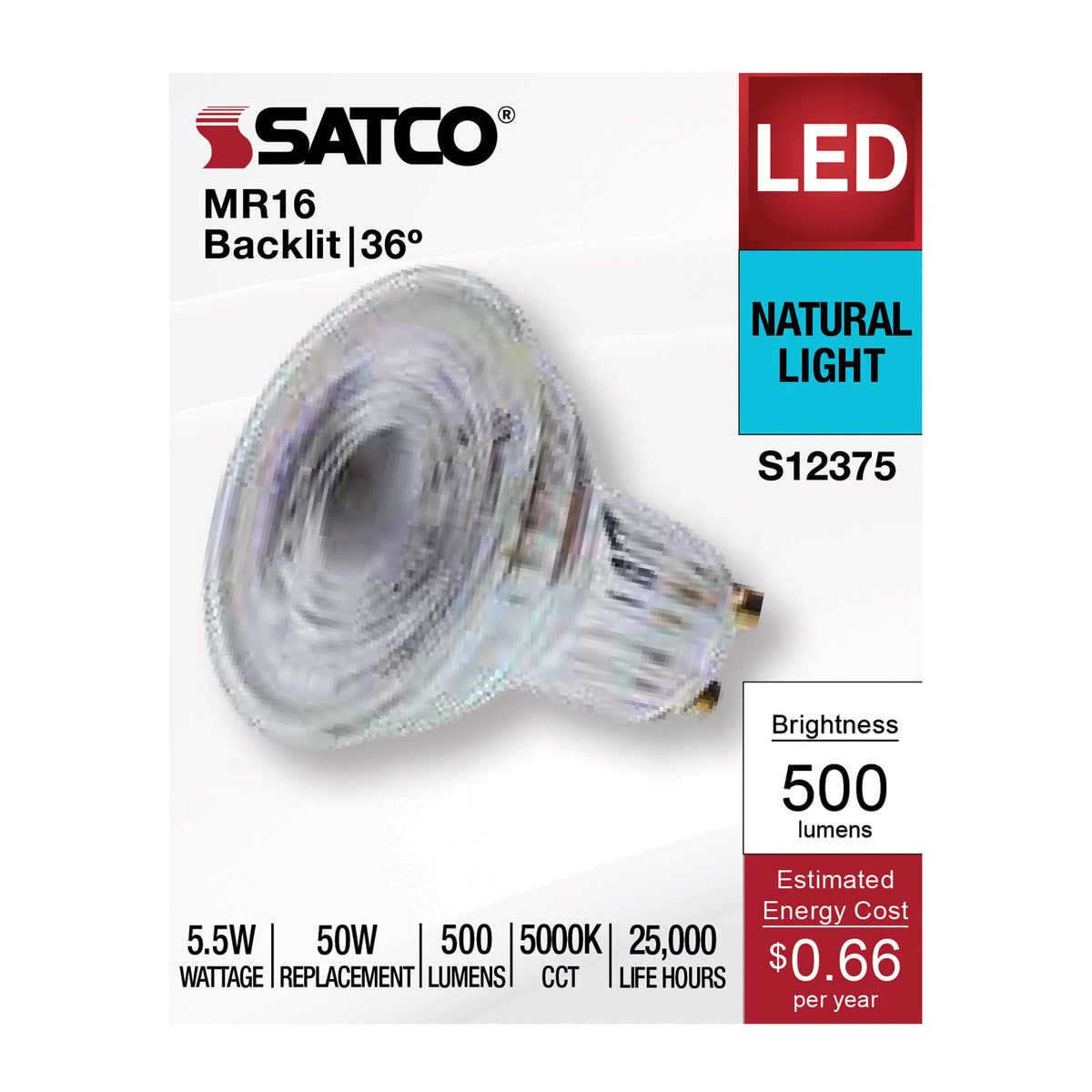 5.5 Watt MR16 LED Floodlight - 5000K CCT - GU10 Base - 120 Volt