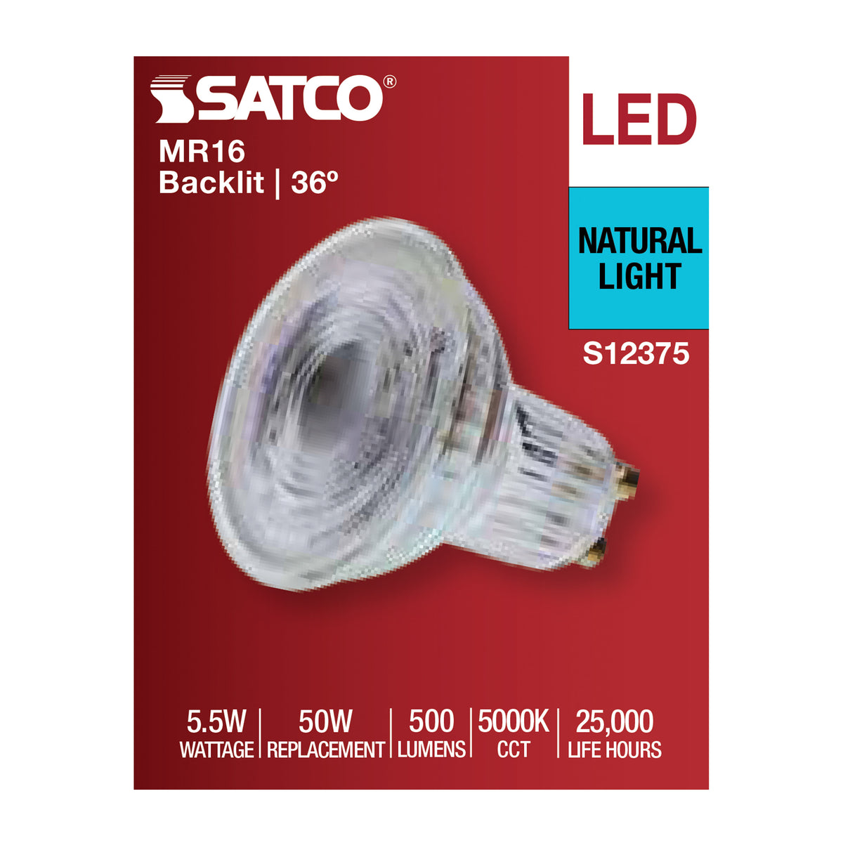 5.5 Watt MR16 LED Floodlight - 5000K CCT - GU10 Base - 120 Volt