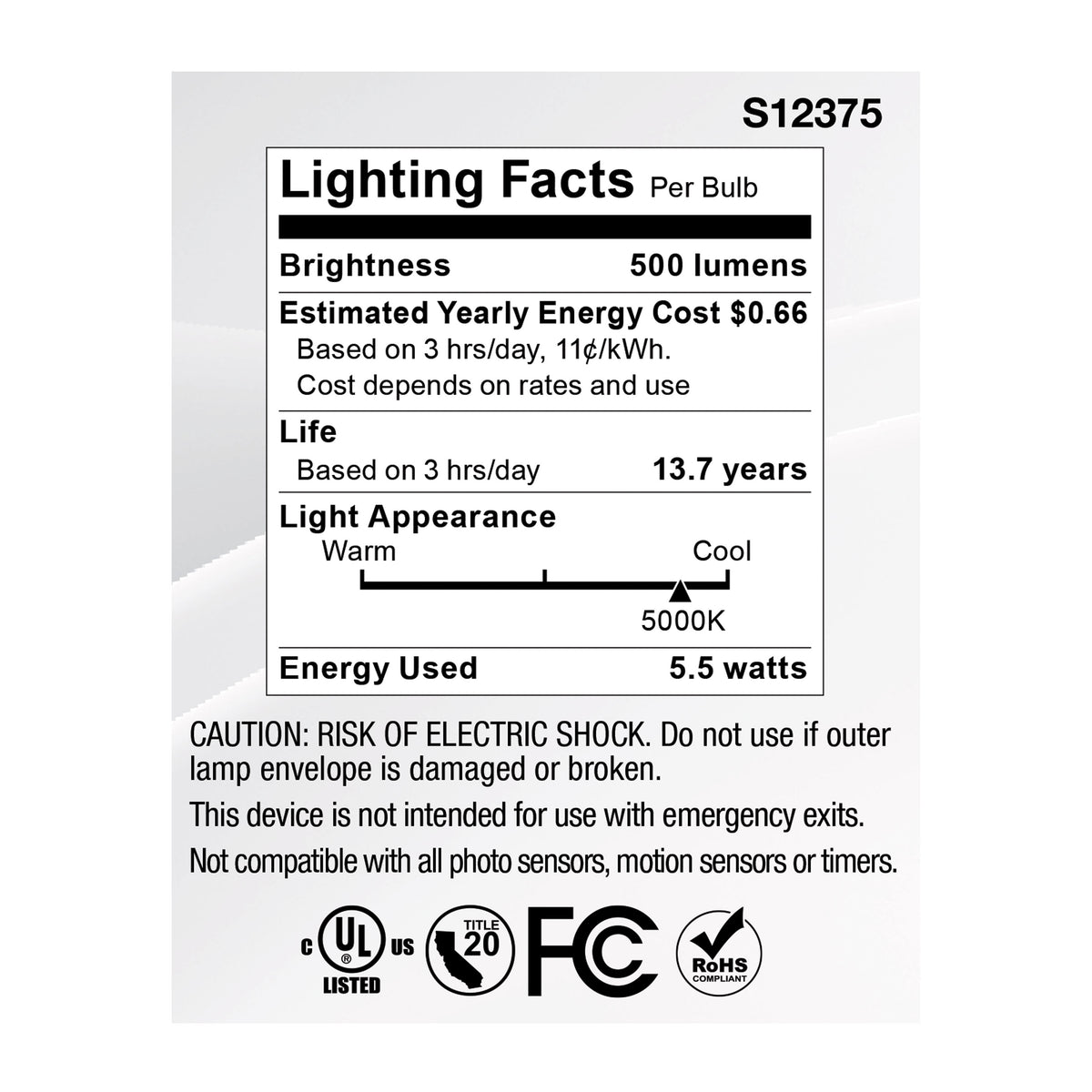 5.5 Watt MR16 LED Floodlight - 5000K CCT - GU10 Base - 120 Volt
