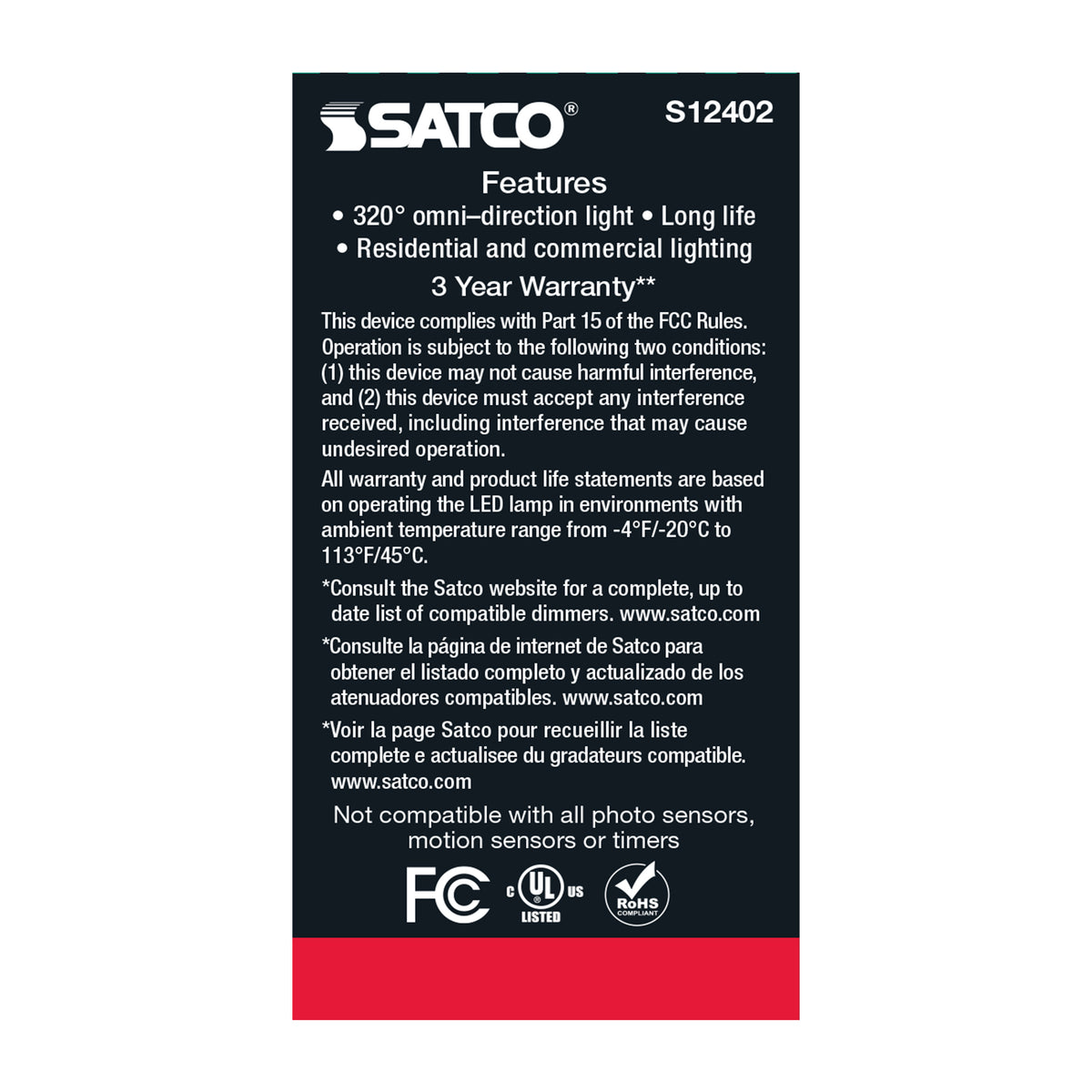 5 Watt A15 LED Filament - Clear - Medium Base - 4000K - 90 CRI - 120 Volt