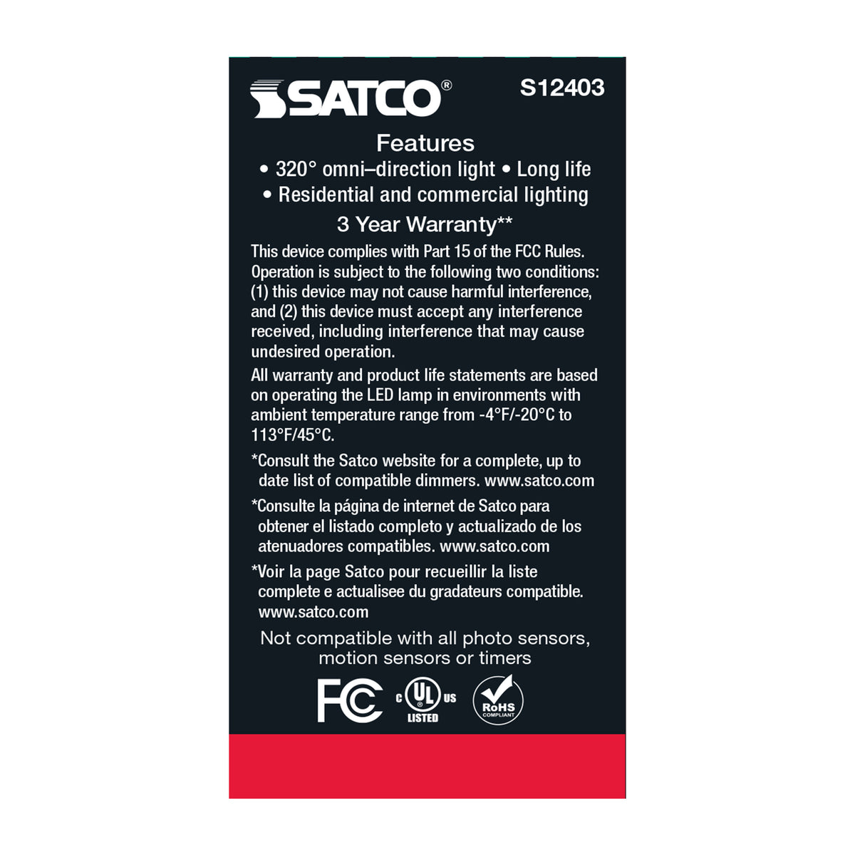 5 Watt A15 LED Filament - Clear - Medium Base - 5000K - 90 CRI - 120 Volt