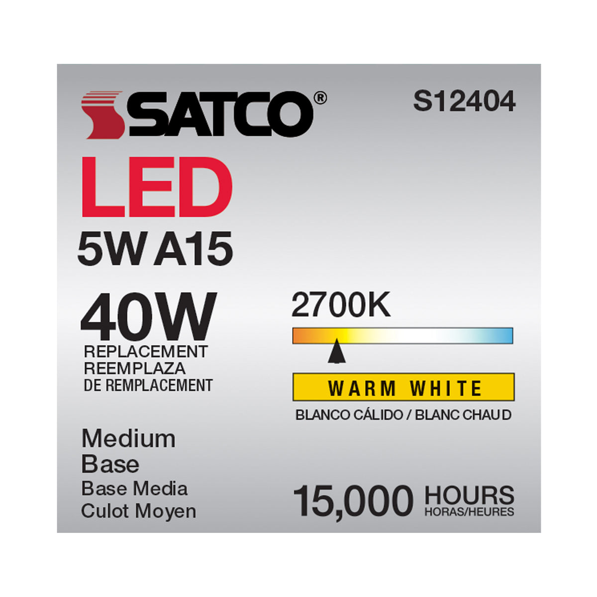 5 Watt A15 LED Filament - Soft White - 2700K - Medium base - 90 CRI - 120 Volt