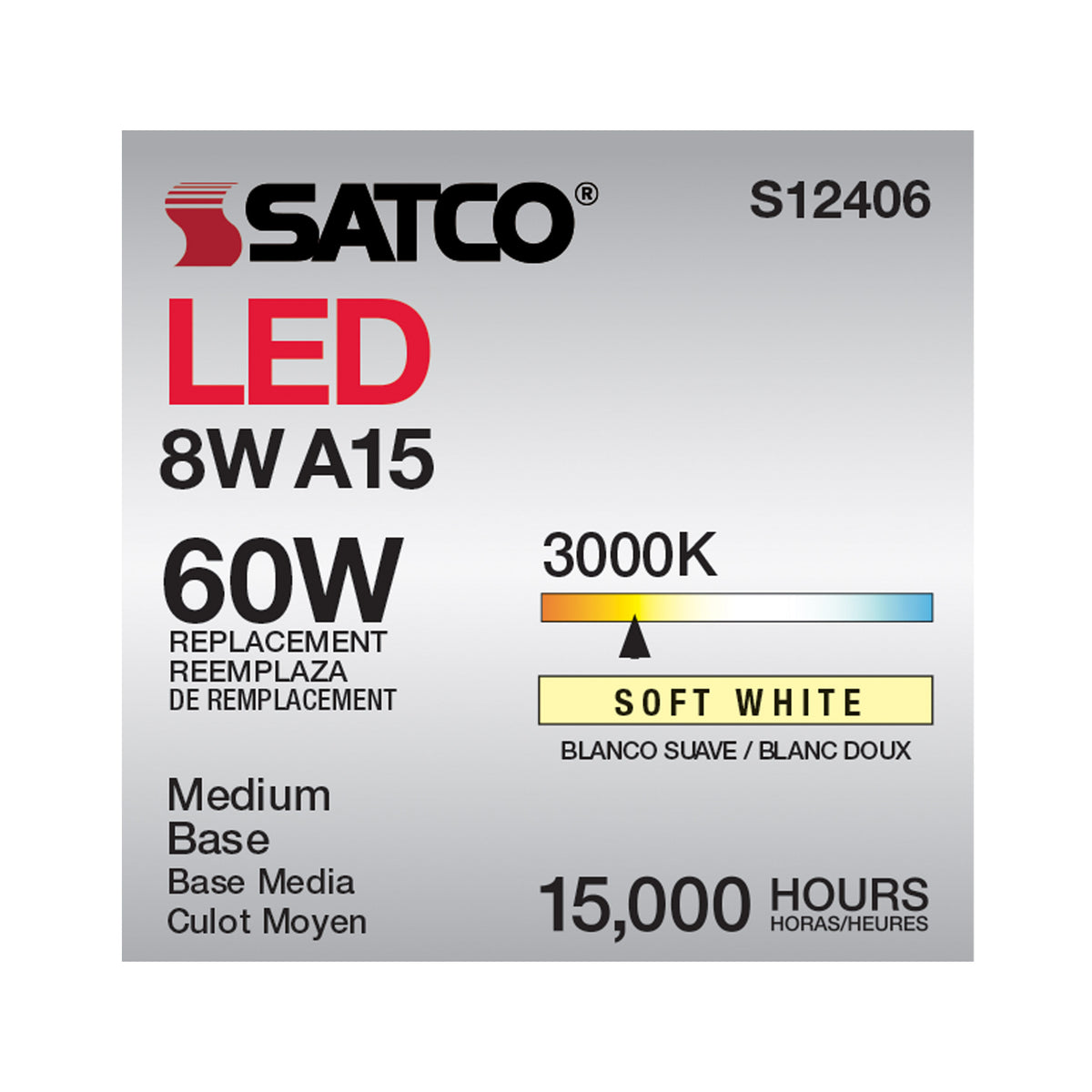 8.2 Watt A15 LED Filament - Clear - Medium Base - 3000K - 90 CRI - 120 Volt