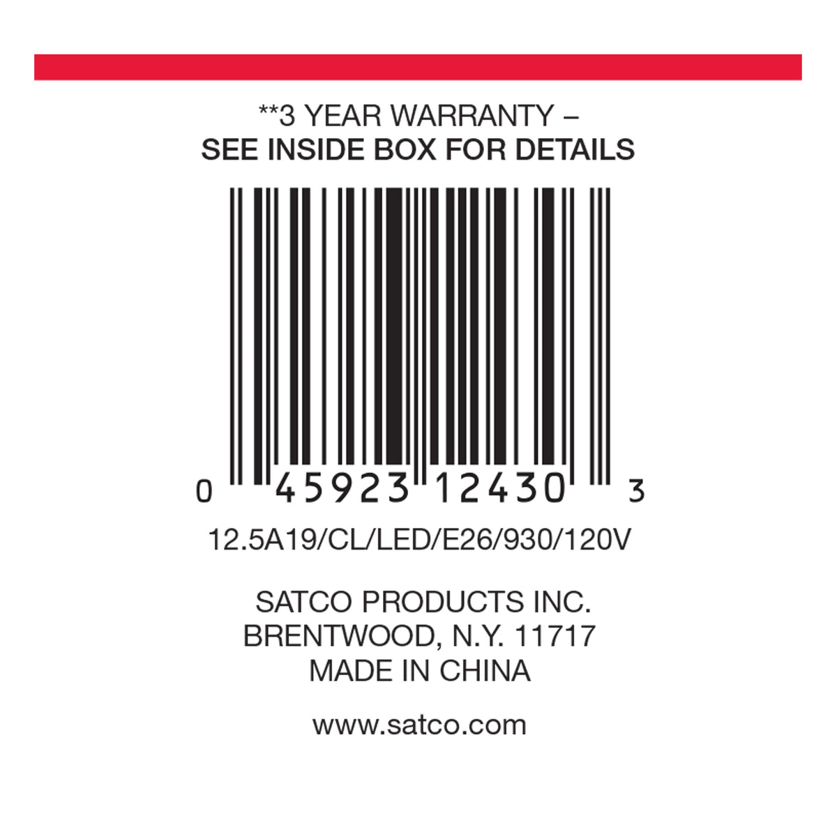 12.5 Watt A19 LED Filament - Clear - Medium Base - 3000K - 90 CRI - 120 Volt