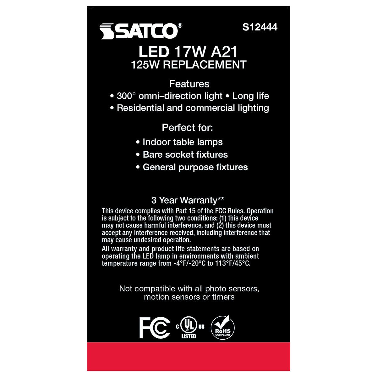 17 Watt - A21 LED - Frost Finish - Medium Base - 3000K - 120 Volt