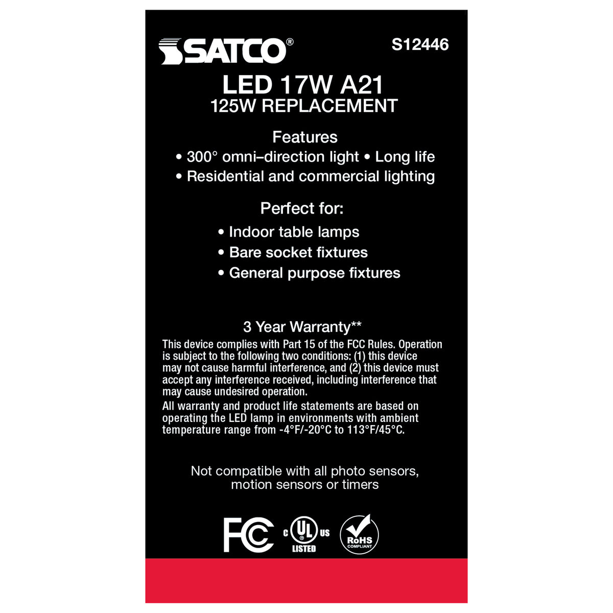 17 Watt - A21 LED - Frost Finish - Medium base - 5000K - 120 Volt