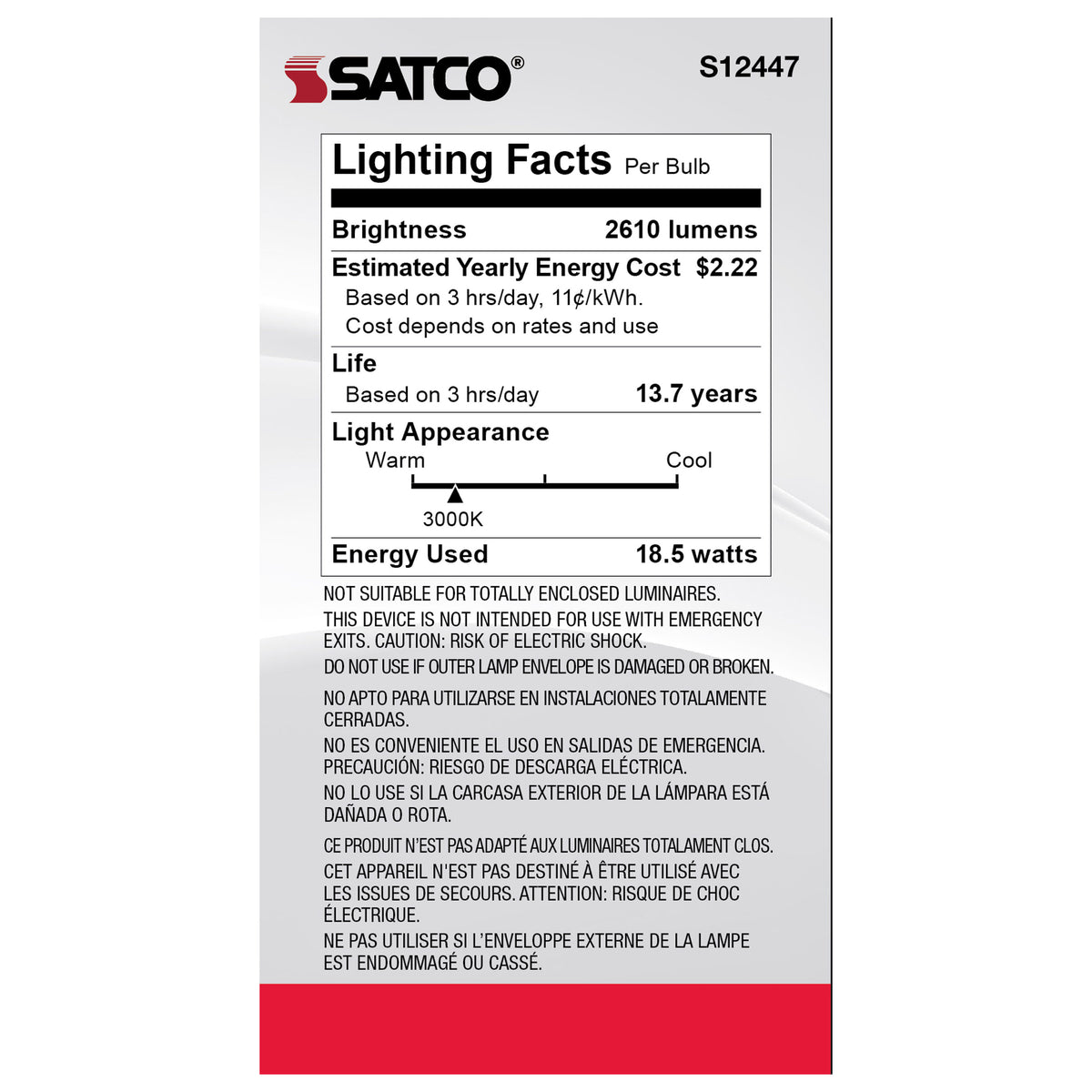 18.5 Watt - A21 LED - Frost Finish - Medium base - 3000K - 120 Volt