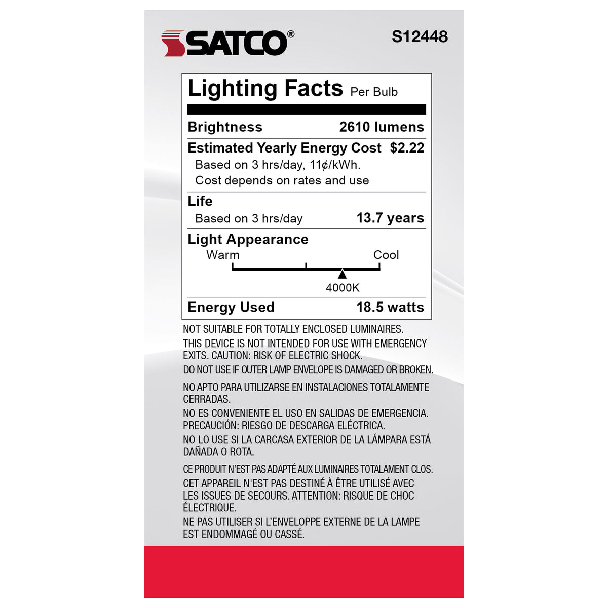 18.5 Watt - A21 LED - Frost Finish - Medium base - 4000K - 120 Volt