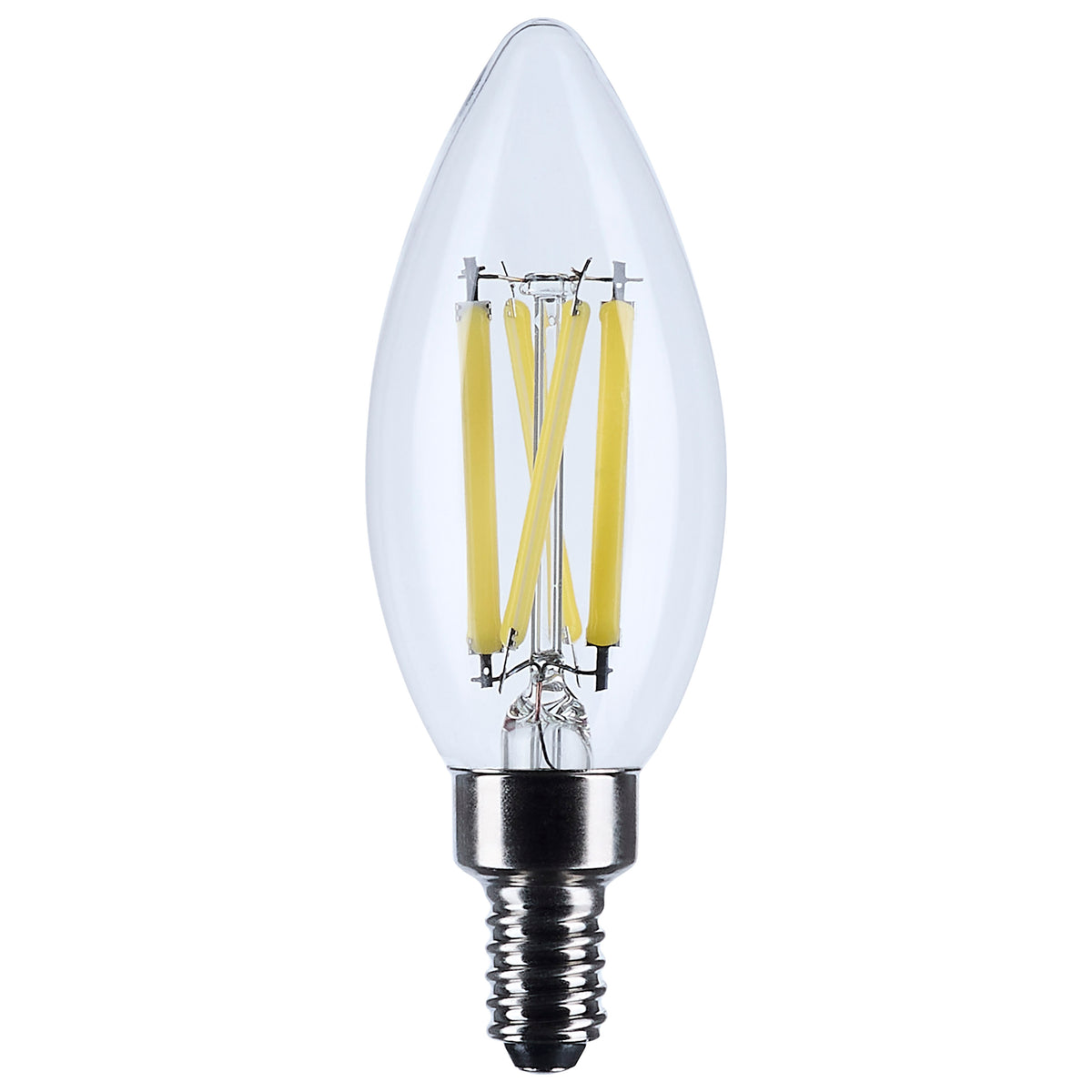 8 Watt B11 LED - Candelabra Base - Candle-Tip - Clear - 3500K - 120 Volt for hospitality spaces and restaurants