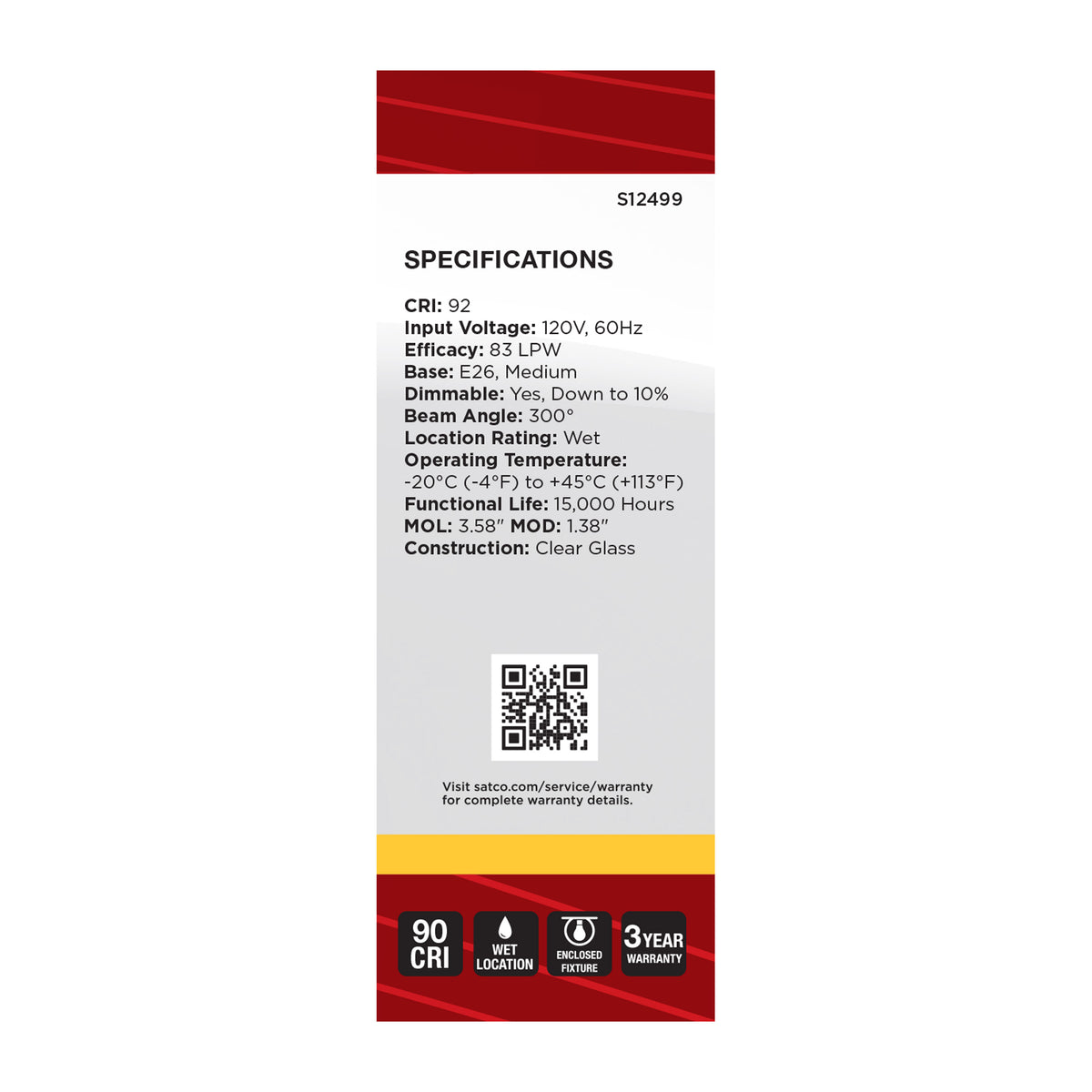 3 Watt B11 LED - Medium Base - Clear - 3000K CCT - 120 Volt