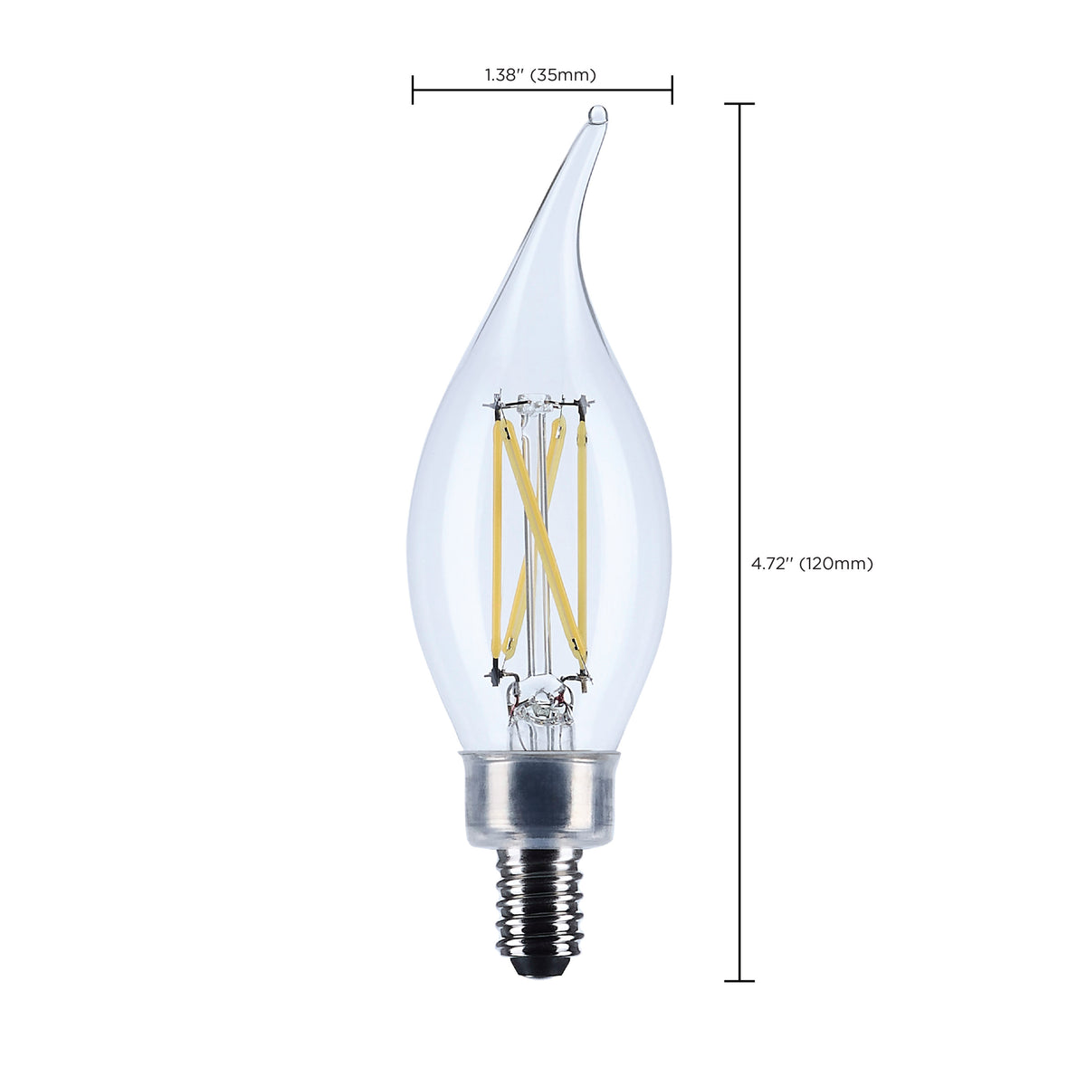 5.5 Watt CA10 LED - Candelabra Base - Clear - 3500K CCT - 120 Volt