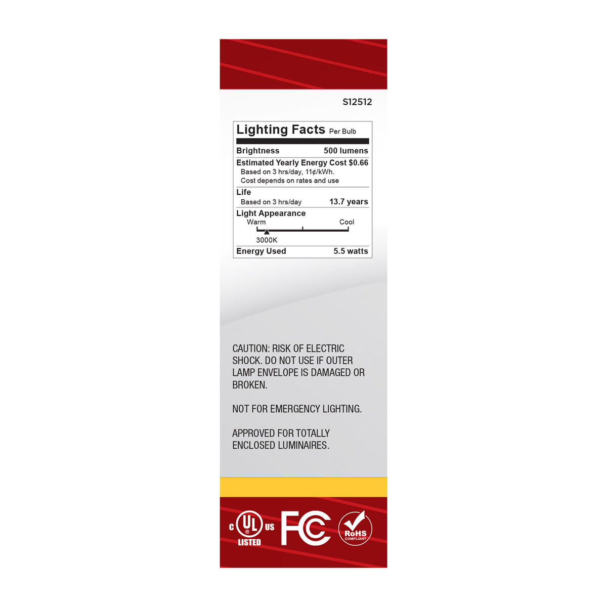 5.5 Watt CA10 LED - Medium Base - Clear - 3000K CCT - 120 Volt