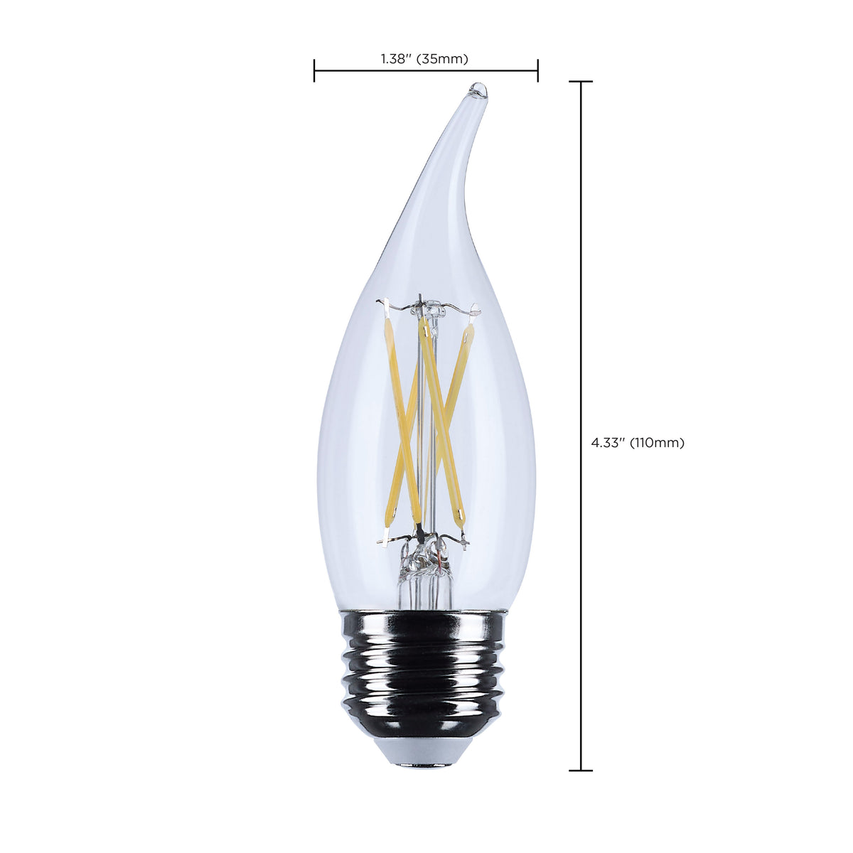 5.5 Watt CA10 LED - Medium Base - Clear - 3000K CCT - 120 Volt