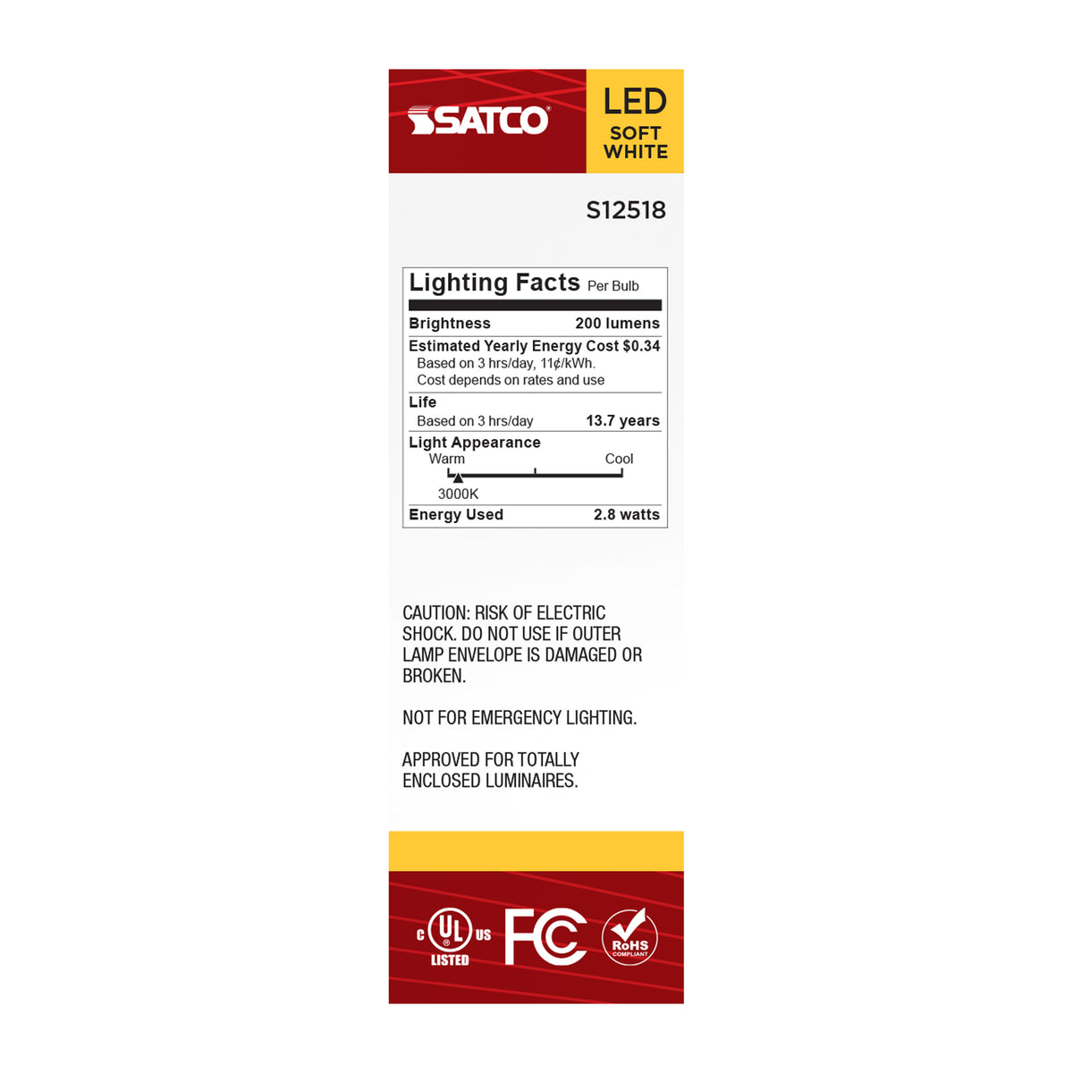 2.8 Watt T6 LED - Candelabra Base - Clear - 3000K CCT - 120 Volt