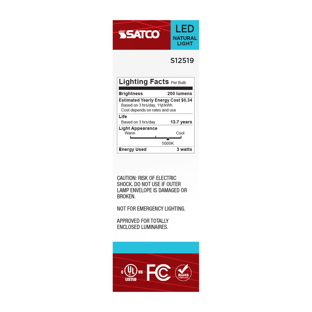 2.8 Watt T6 LED - Candelabra Base - Clear - 5000K CCT - 120 Volt