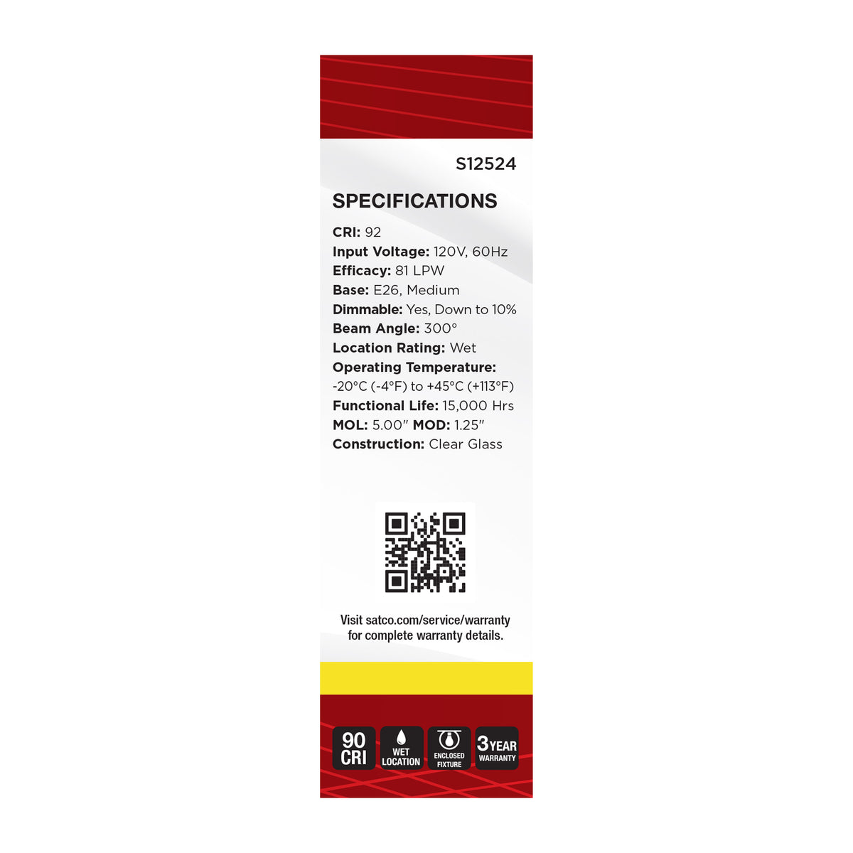5.5 Watt T10 LED - Medium Base - Clear - 3500K CCT - 120 Volt