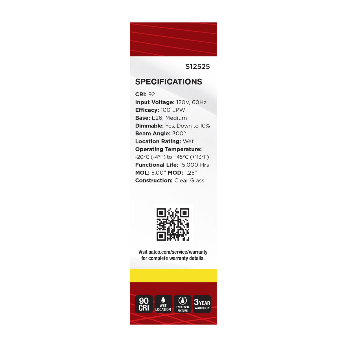 8 Watt T10 LED - Medium Base - Clear - 3500K CCT - 120 Volt