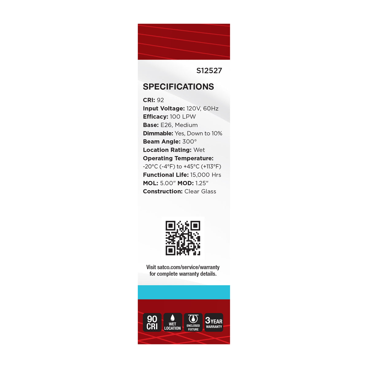 8 Watt T10 LED - Medium Base - Clear - 5000K CCT - 120 Volt