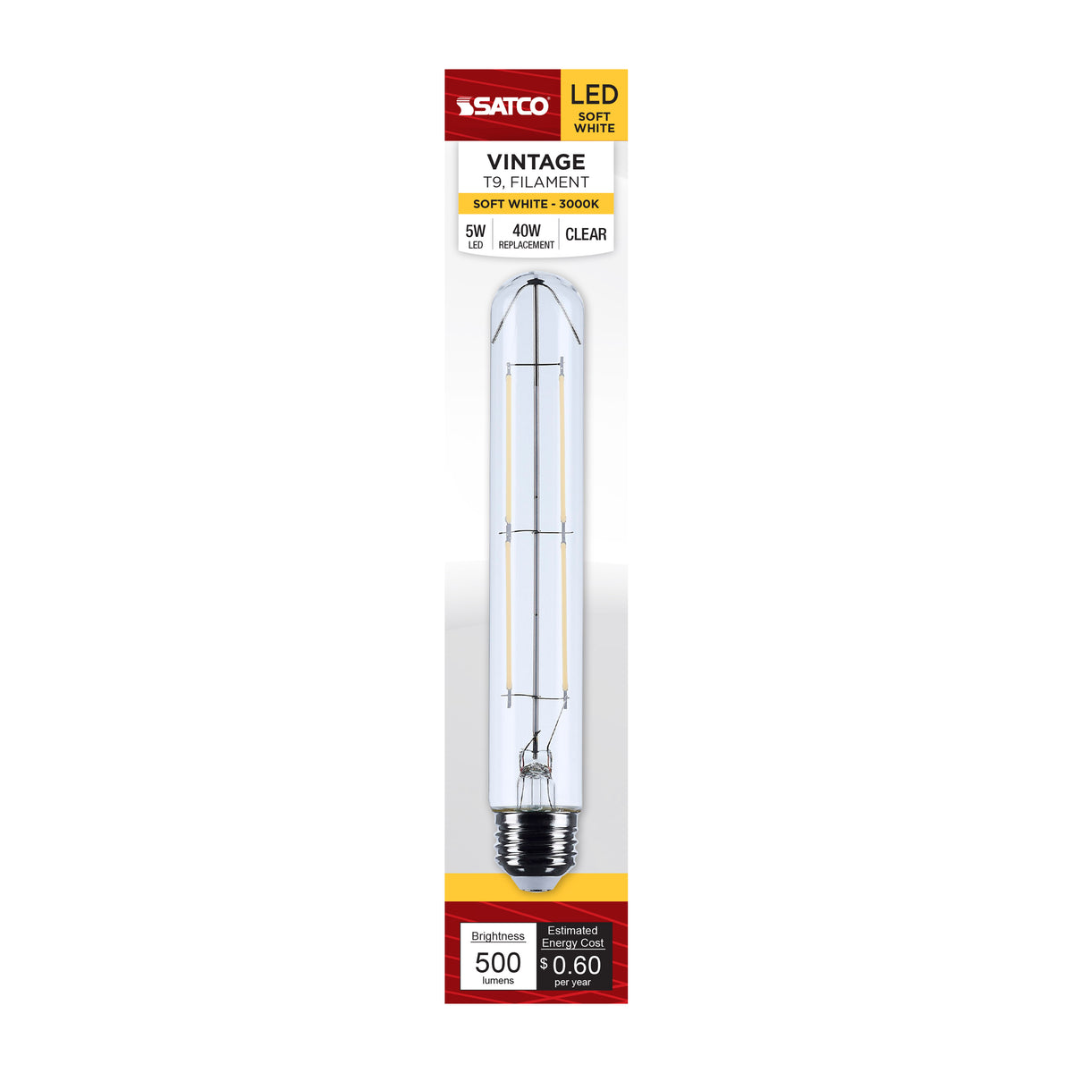 5 Watt T9 LED - Medium Base - Clear - 3000K CCT - 120 Volt