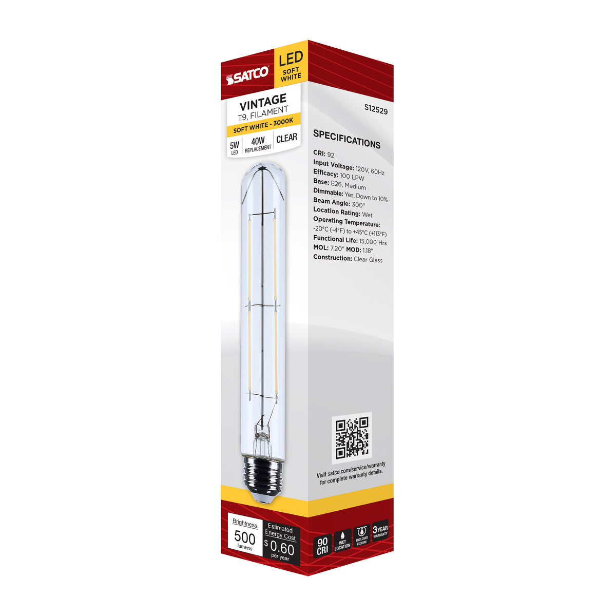 5 Watt T9 LED - Medium Base - Clear - 3000K CCT - 120 Volt