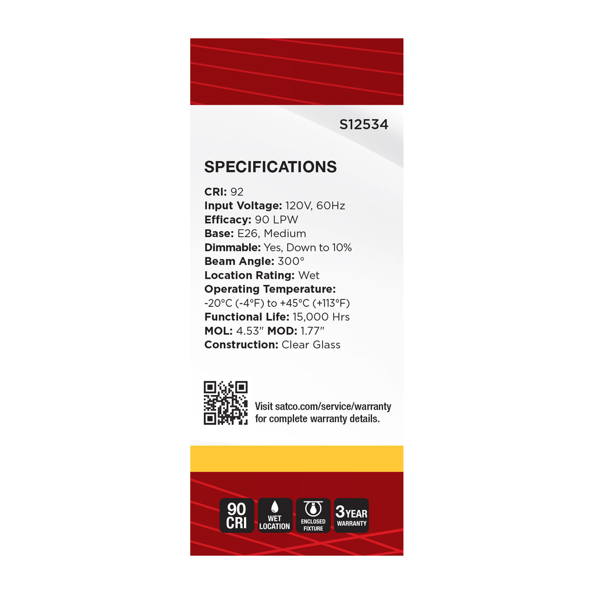 5.5 Watt T14 LED - Medium Base - Clear - 3000K CCT - 120 Volt