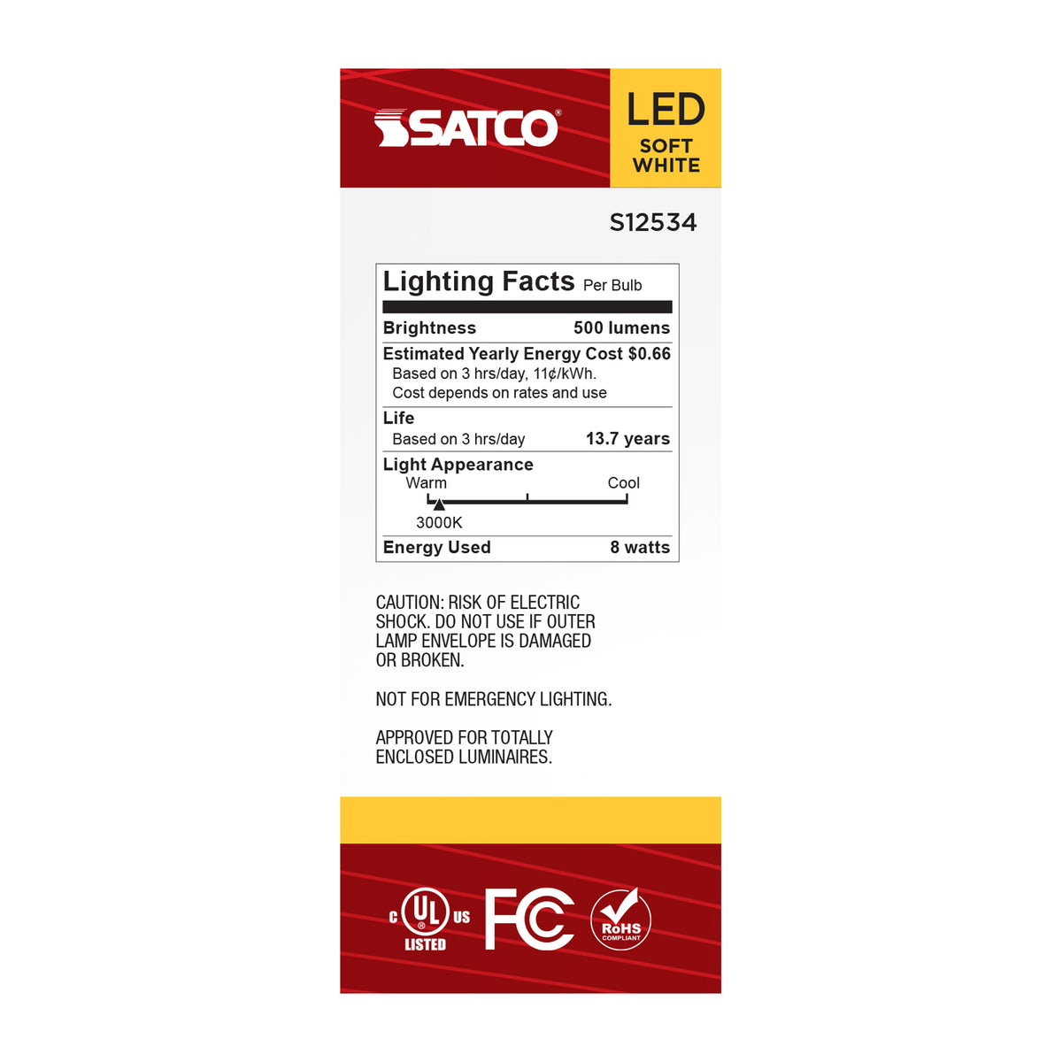 5.5 Watt T14 LED - Medium Base - Clear - 3000K CCT - 120 Volt