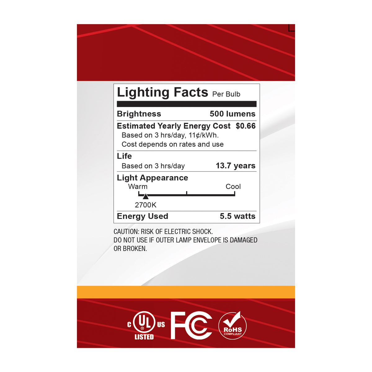 5.5 Watt G25 LED - Medium Base - 2700K CCT - Gold Crown - 60 Watt Replacement