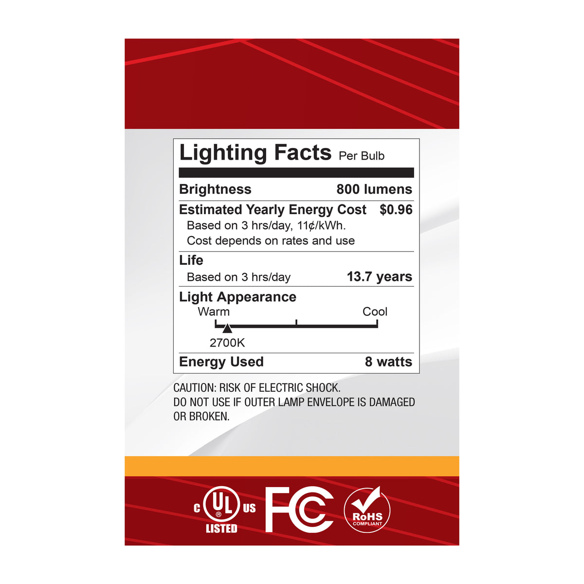 8 Watt G40 LED - Medium Base - 2700K CCT - Silver Crown - 100 Watt Replacement