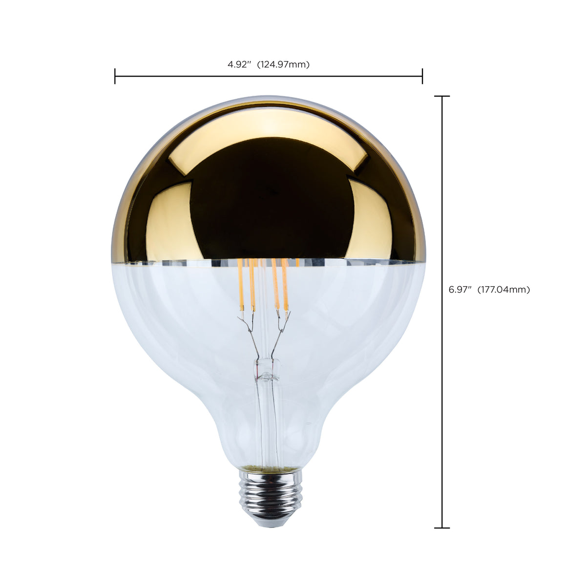 8 Watt G40 LED - Medium Base - 2700K CCT - Gold Crown - 100 Watt Replacement
