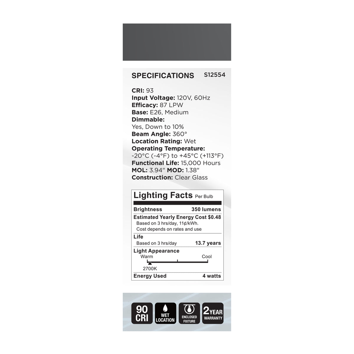 4 Watt B11 LED - Reminiscent - Flex Gray Coil Filament - E26 - 2700K - 120 Volt