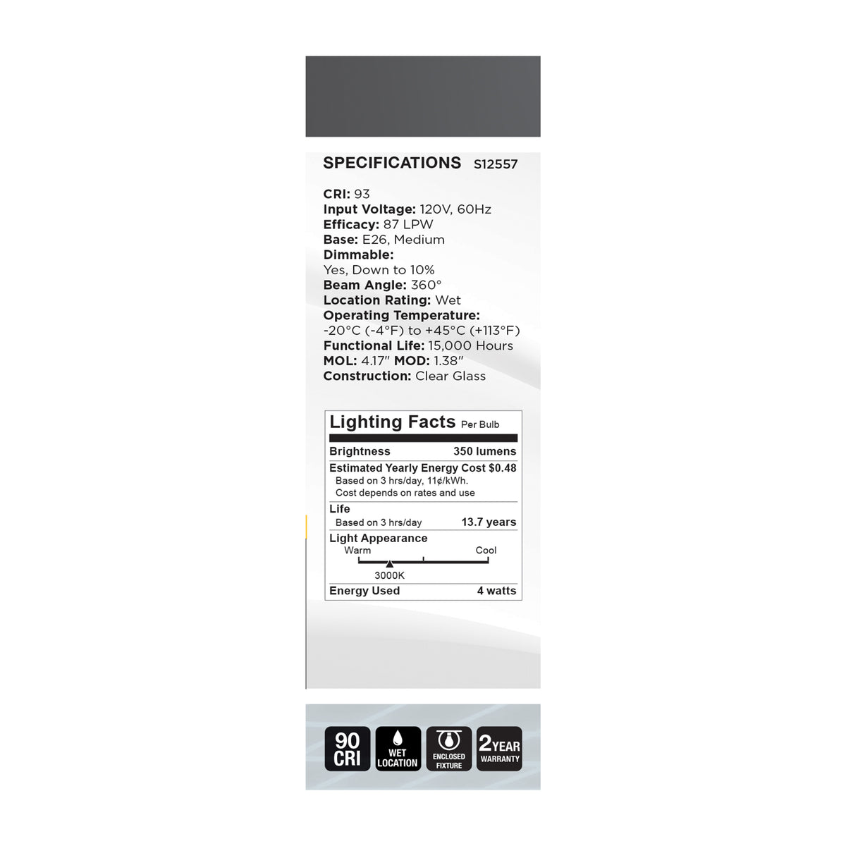 4 Watt CA11 LED - Reminiscent - Flex Gray Coil Filament - E26 - 3000K - 120 Volt