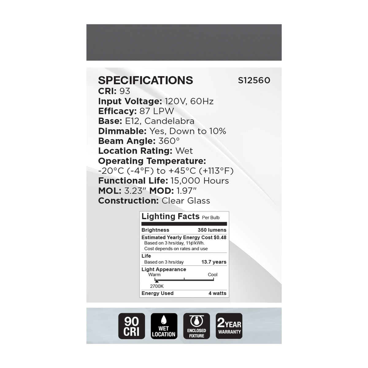 4 Watt G16.5 LED - Reminiscent - Flex Gray Coil Filament - E12 - 2700K - 120 Volt