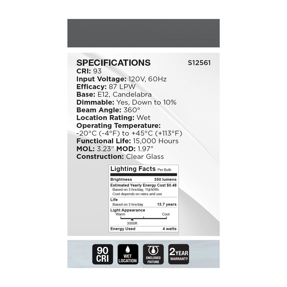 4 Watt G16.5 LED - Reminiscent - Flex Gray Coil Filament - E12 - 3000K - 120 Volt