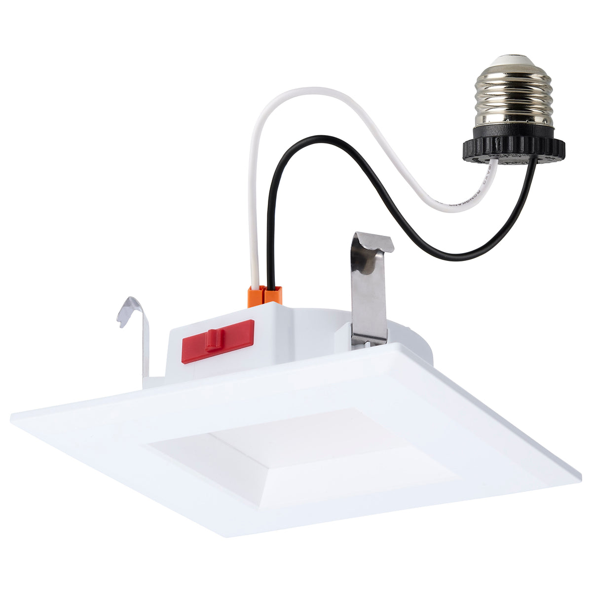 6 Watt LED Downlight Retrofit - 4 Inch - Selectable - Square - White Finish for hallways and ceiling fixtures