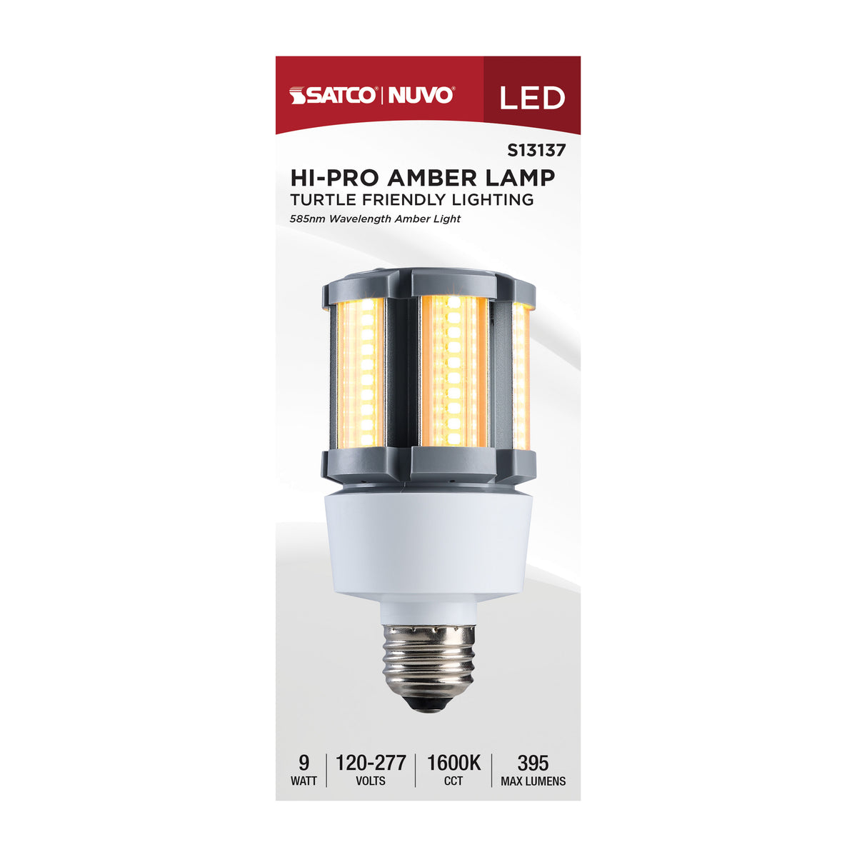 9 Watt - 1600K - Turtle Friendly 585Nm Amber Corncob