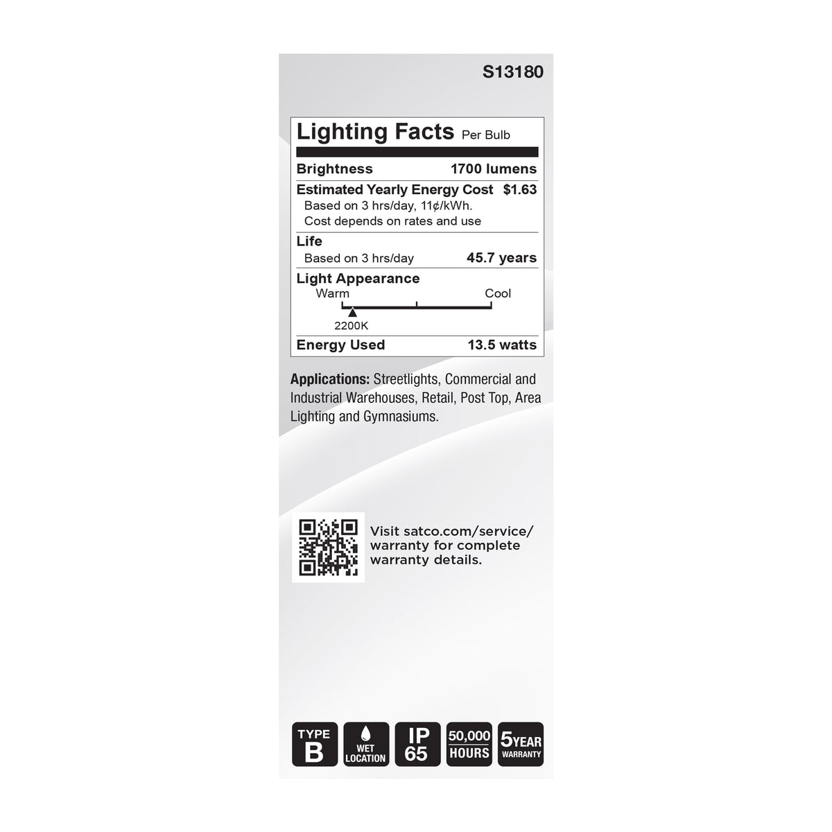 13.5 Watt LED HID Replacement - ED17 - 2200K - Medium Base - Clear - 120-277 Range Voltage