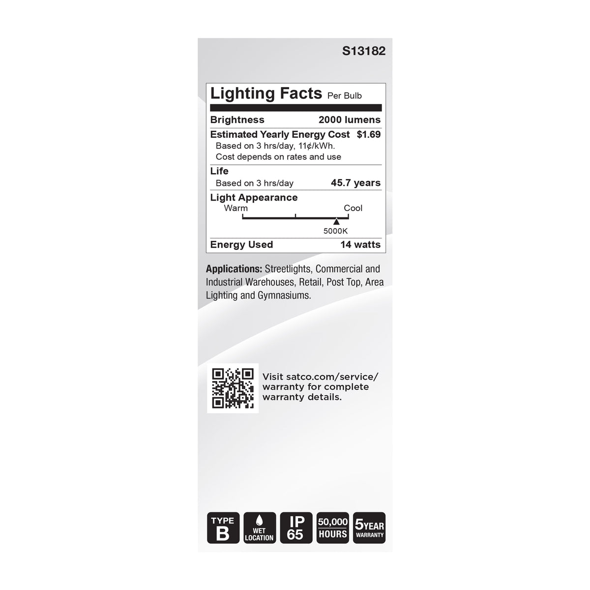 15 Watt LED HID Replacement - ED17 - 5000K - Medium Base - White - 120-277 Range Voltage