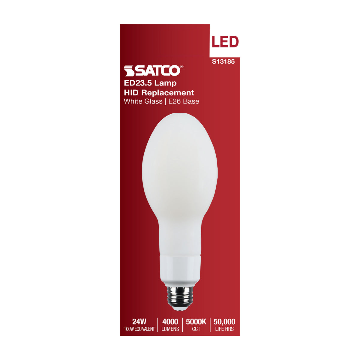 24 Watt LED HID Replacement - ED23.5 - 5000K - Medium Base - White - 120-277 Range Voltage