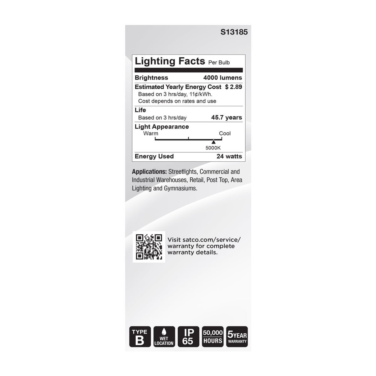 24 Watt LED HID Replacement - ED23.5 - 5000K - Medium Base - White - 120-277 Range Voltage