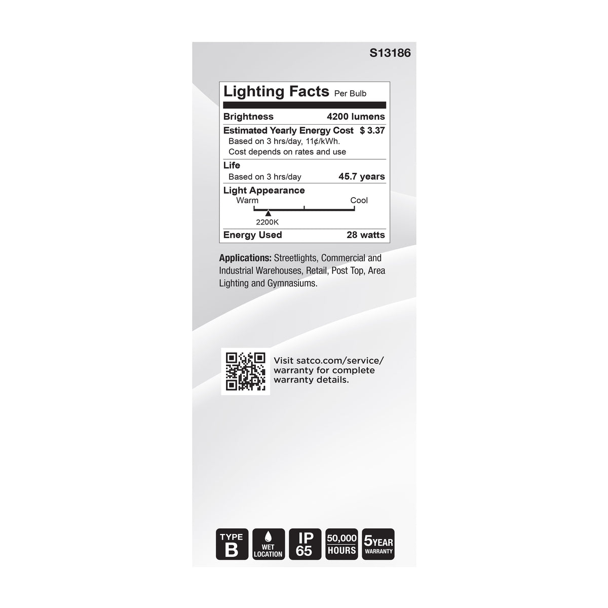 28 Watt LED HID Replacement - ED28 - 2200K - Extended Mogul Base - Clear - 120-277 Range Voltage