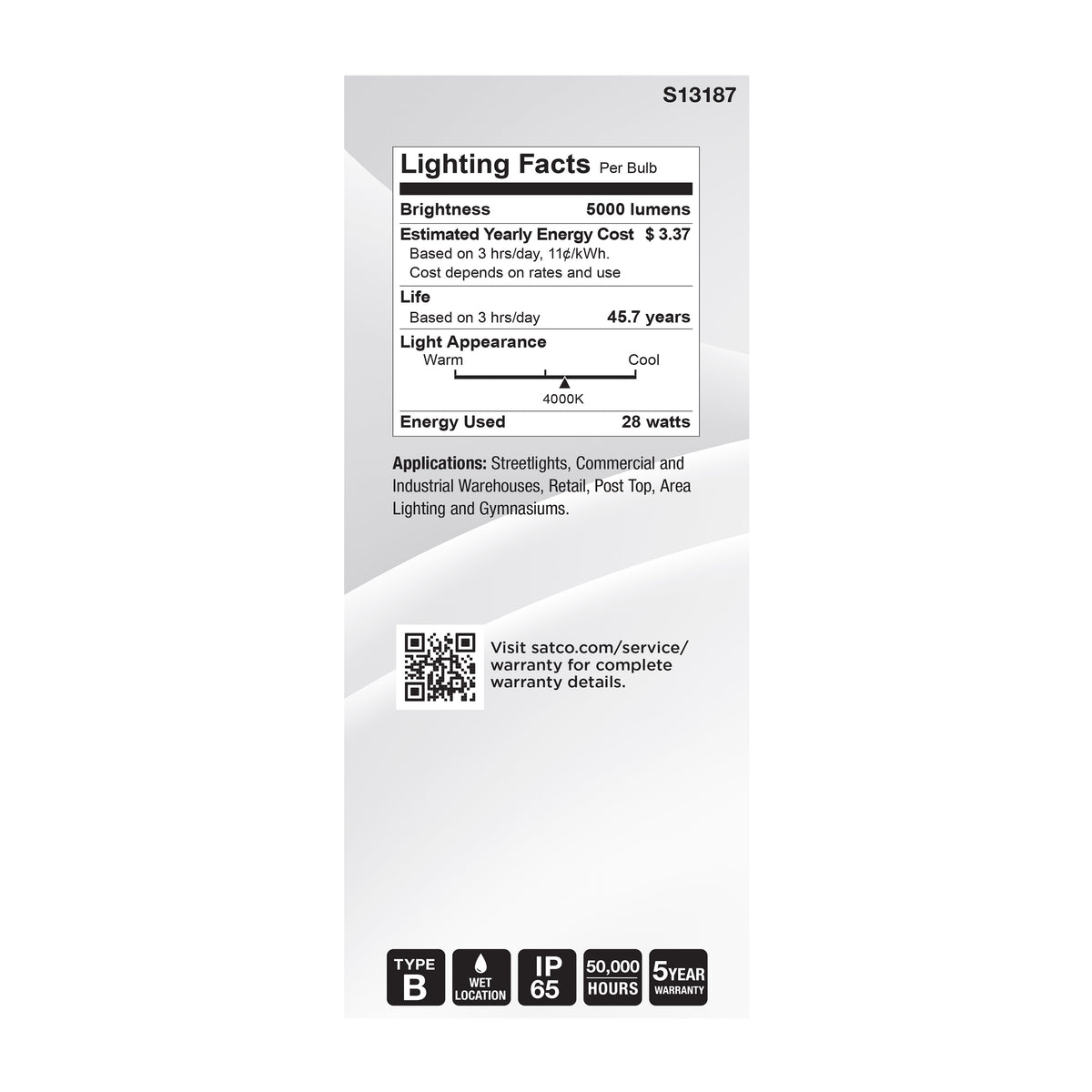 28 Watt LED HID Replacement - ED28 - 4000K - Extended Mogul Base - Clear - 120-277 Range Voltage