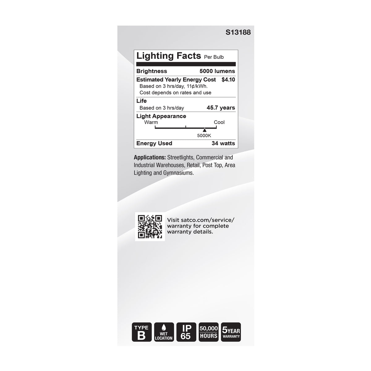 34 Watt LED HID Replacement - ED28 - 5000K - Extended Mogul Base - White - 120-277 Range Voltage